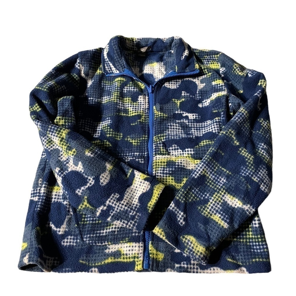 Eddie Bauer Boys Camo Dotted Fleece Pullover Blue Medium